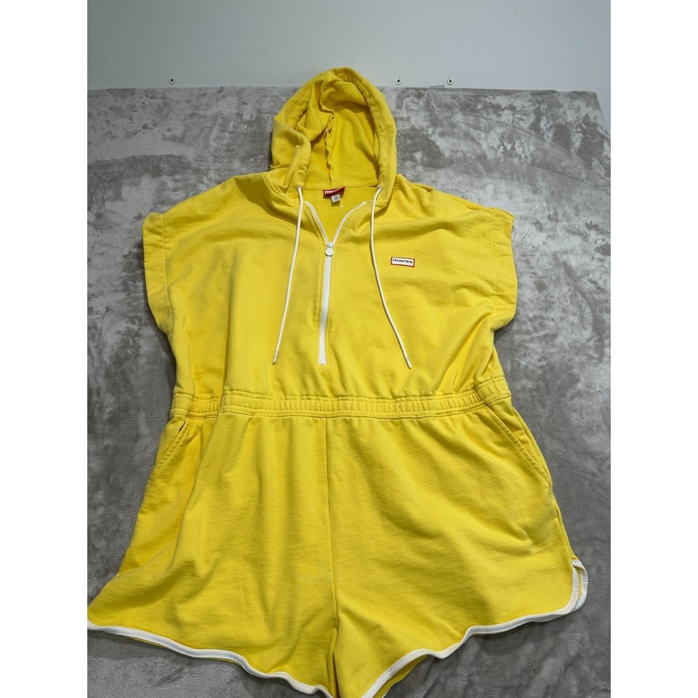 Hunter x Target Hooded Romper Womens 2X Yellow French Terry Jumpsuit Fleece Flaw